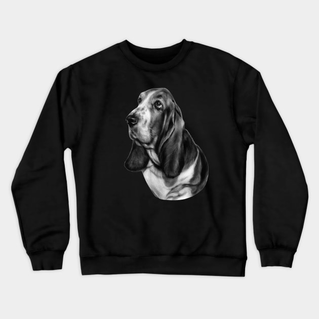 Basset Hound painting Crewneck Sweatshirt by animalpaintings